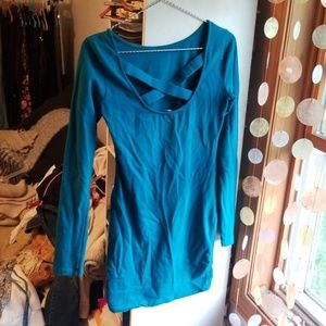 Teal low backed dress